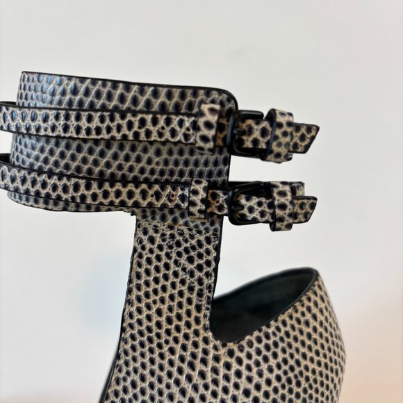Alexander Wang Heels Ankle Strap Python Embossed Leather Sandals 8.5 - Picture 8 of 9